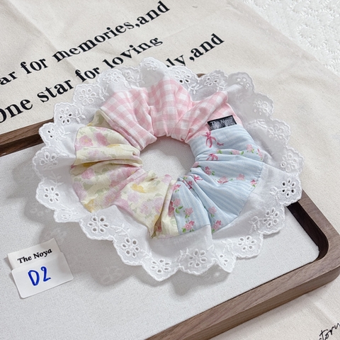 [Mã D1-D9] Dây buộc tóc scrunchies siêu phồng hoạ tiết dễ thương by The Noya