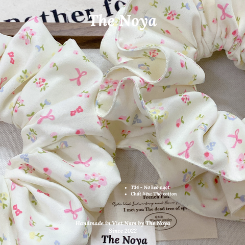 Dây buộc tóc handmade hoạ tiết NƠ KẸO NGỌT by The Noya T34