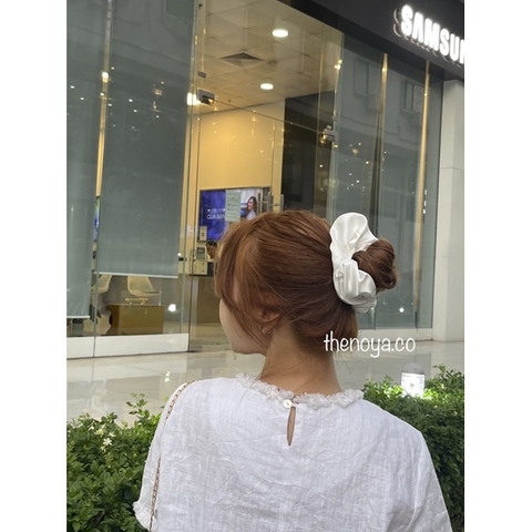 Dây buộc tóc vải lụa co giãn màu trơn phong cách Hàn Quốc xinh xắn cho nữ The Noya ST02