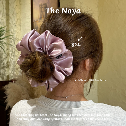 Dây buộc tóc Scrunchies lụa satin màu Violet cỡ lớn siêu bồng bềnh handmade 100% The Noya ST11