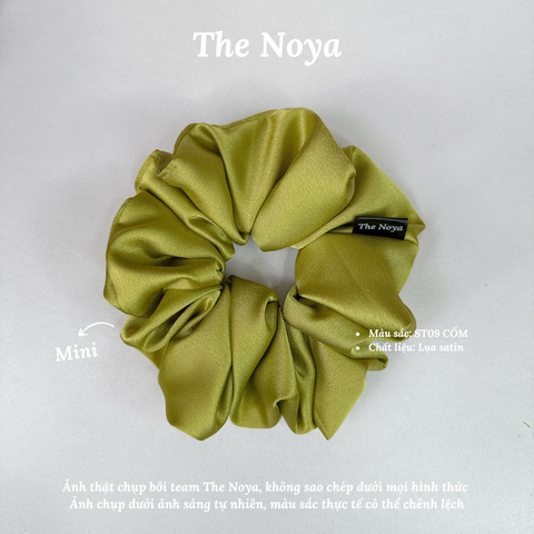 Dây buộc tóc Scrunchies lụa satin màu cốm cỡ lớn siêu bồng bềnh handmade 100% The Noya ST09