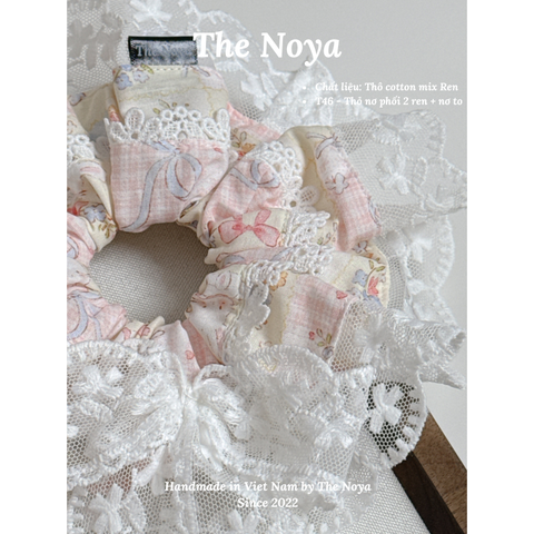 Scrunchie Phối Ren Thiết Kế Theo Yêu Cầu - Thỏ nơ phối 2 lớp ren cao cấp nữ tính handmade by The Noya T46