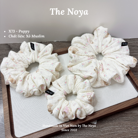 Puppy Srunchies dây buộc tóc siêu phồng chất xô muslin handmade by The Noya X73