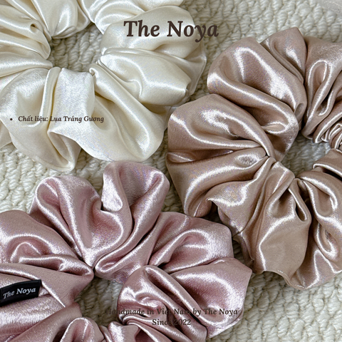 Scrunchies dây buộc tóc chất liệu Lụa Tráng Gương dày dặn siêu phồng by The Noya TG01, TG02, TG03, TG04
