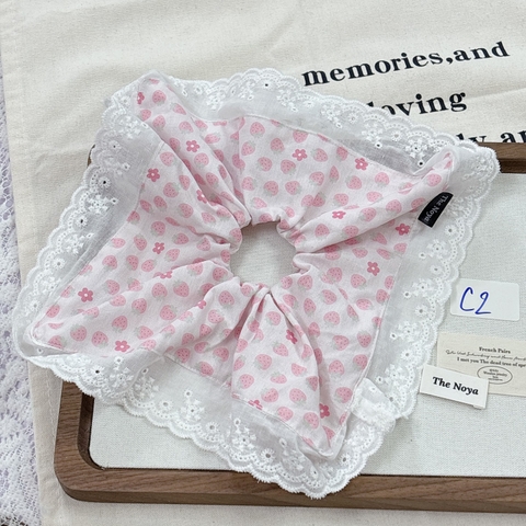 [Mã C] Dây buộc tóc phối ren thủ công hoạ tiết phong cách Hàn Quốc by The Noya