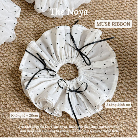 Dây buộc tóc cột tóc MUSE SCRUNCHIE hoạ tiết chấm bi nổi handmade by The Noya