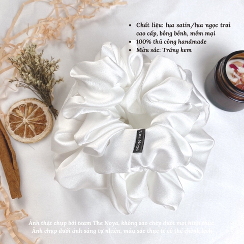 Dây buộc tóc vải lụa co giãn màu trơn phong cách Hàn Quốc xinh xắn cho nữ The Noya ST02