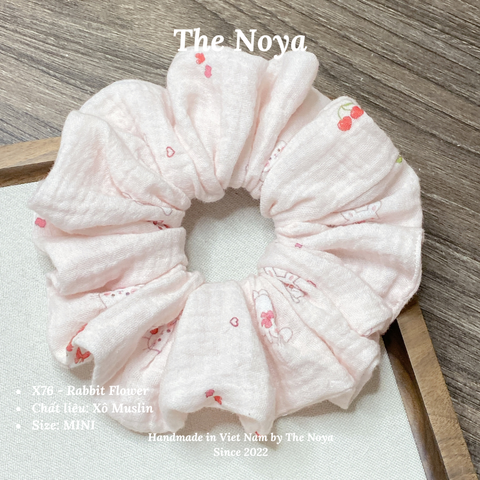 Scrunchies RABBIT FLOWER hoạ tiết dễ thương mềm mại siêu phồng by The Noya X76