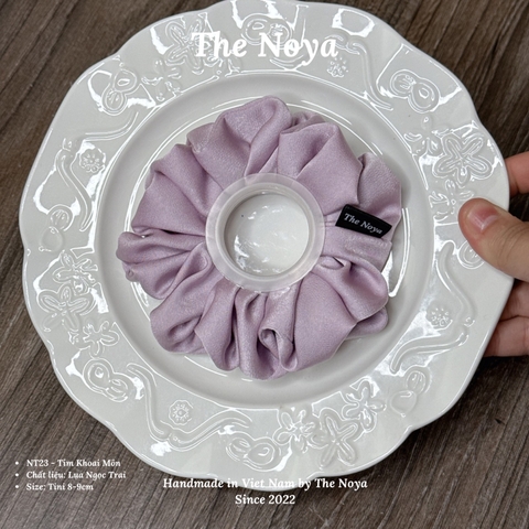 Dây buộc tóc, cột tóc lụa size lớn màu tím khoai môn bồng bềnh lụa ngọc trai The Noya NT23
