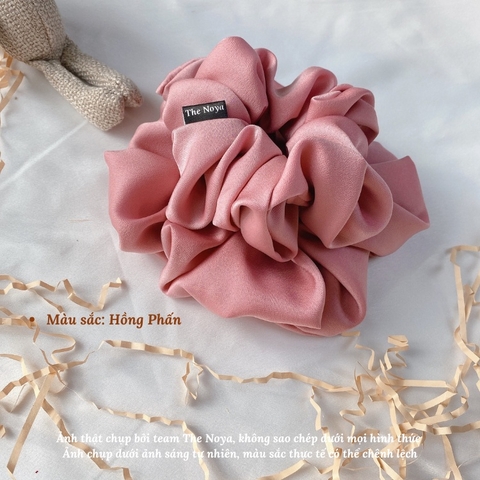 Dây buộc tóc, thun cột tóc Scrunchies trơn vải lụa đẹp xinh đáng yêu The Noya NT06