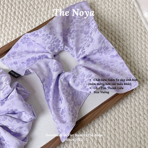 [Gấm Tơ - Tím Thanh Liễu] Cột tóc Gấm Tơ Lụa Jacquard may thủ công The Noya G8