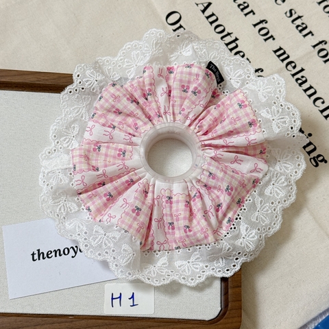 [H1-H9] Scrunchies dây buộc tóc, cột tóc phối ren siêu to phong cách Hàn Quốc được làm thủ công The Noya