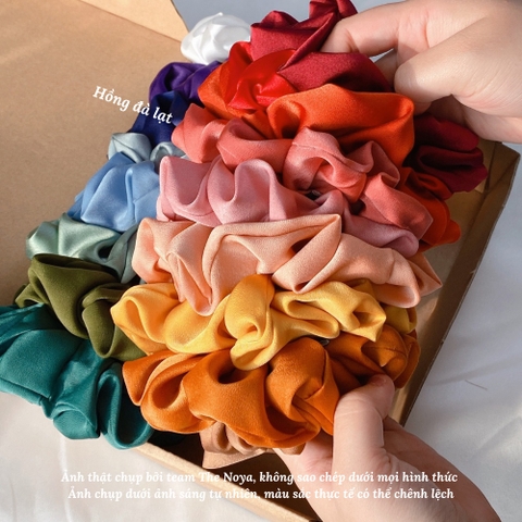 Dây buộc tóc vải lụa co giãn màu trơn phong cách Hàn Quốc xinh xắn cho nữ The Noya NT11