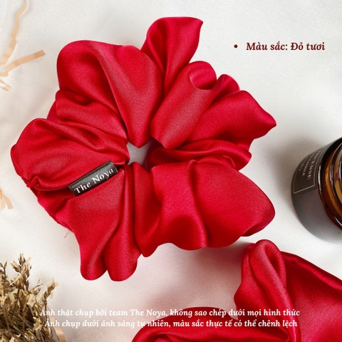 Thun buộc tóc lụa Scrunchies oversize màu trơn đẹp phong cách Hàn Quốc cho nữ The Noya ST07