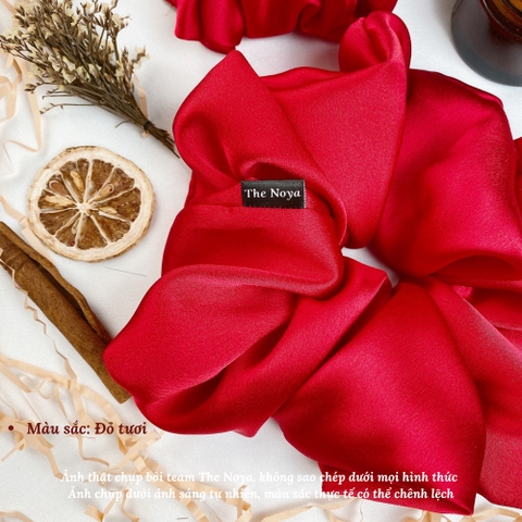 Thun buộc tóc lụa Scrunchies oversize màu trơn đẹp phong cách Hàn Quốc cho nữ The Noya ST07