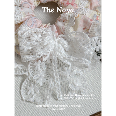 Scrunchie Phối Ren Thiết Kế Theo Yêu Cầu - Thỏ nơ phối 2 lớp ren cao cấp nữ tính handmade by The Noya T46