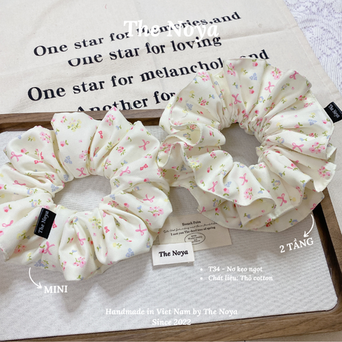 Dây buộc tóc handmade hoạ tiết NƠ KẸO NGỌT by The Noya T34