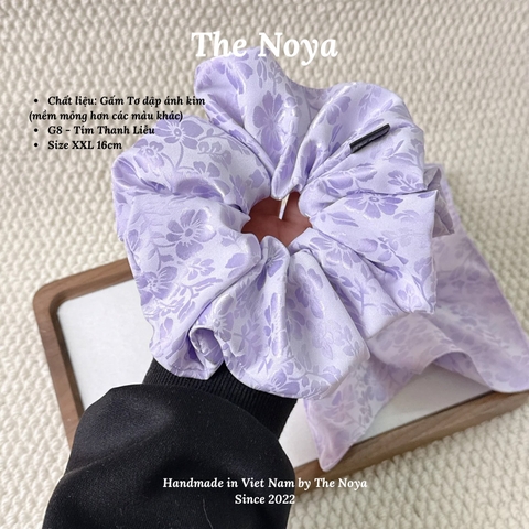 [Gấm Tơ - Tím Thanh Liễu] Cột tóc Gấm Tơ Lụa Jacquard may thủ công The Noya G8