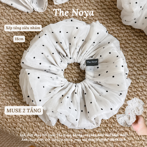 Dây buộc tóc cột tóc MUSE SCRUNCHIE hoạ tiết chấm bi nổi handmade by The Noya