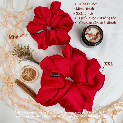 Thun buộc tóc lụa Scrunchies oversize màu trơn đẹp phong cách Hàn Quốc cho nữ The Noya ST07
