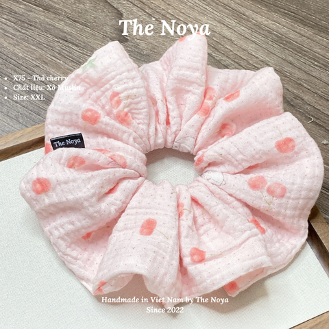 Thỏ Cherry - Scrunchies siêu phồng chất liệu xô muslin phong cách Hàn Quốc by The Noya X75