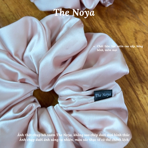 Dây buộc tóc Scrunchies lụa satin màu Rose cỡ lớn siêu bồng bềnh handmade The Noya ST12