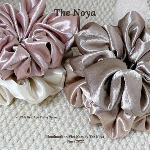 Scrunchies dây buộc tóc chất liệu Lụa Tráng Gương dày dặn siêu phồng by The Noya TG01, TG02, TG03, TG04