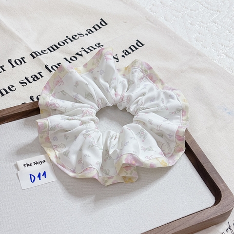 [Mã D10-D15] Dây buộc tóc scrunchies siêu phồng hoạ tiết dễ thương by The Noya