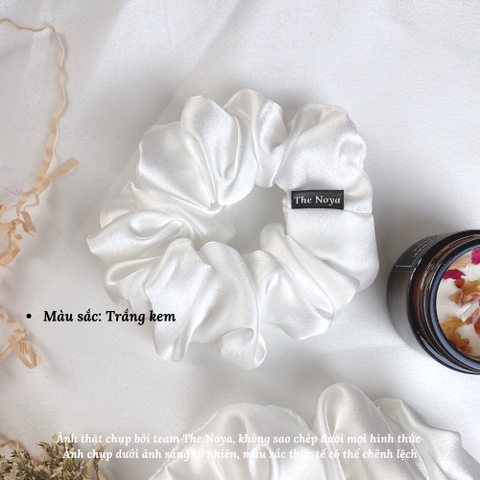 Dây buộc tóc vải lụa co giãn màu trơn phong cách Hàn Quốc xinh xắn cho nữ The Noya ST02