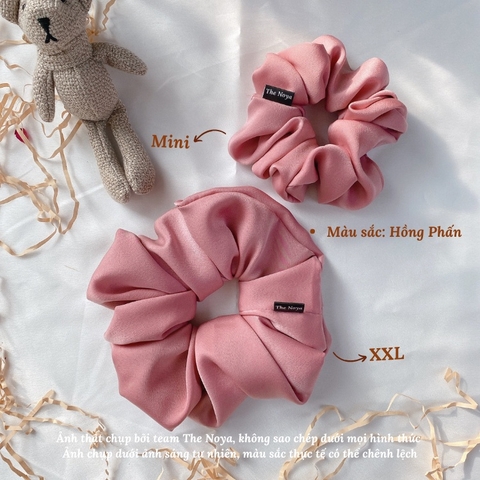 Dây buộc tóc, thun cột tóc Scrunchies trơn vải lụa đẹp xinh đáng yêu The Noya NT06