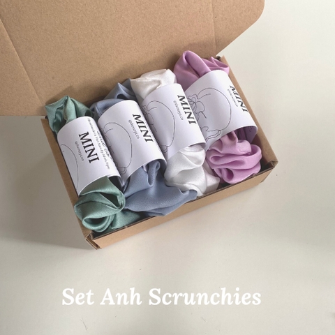 Set 4 dây buộc tóc scrunchies lụa handmade The Noya