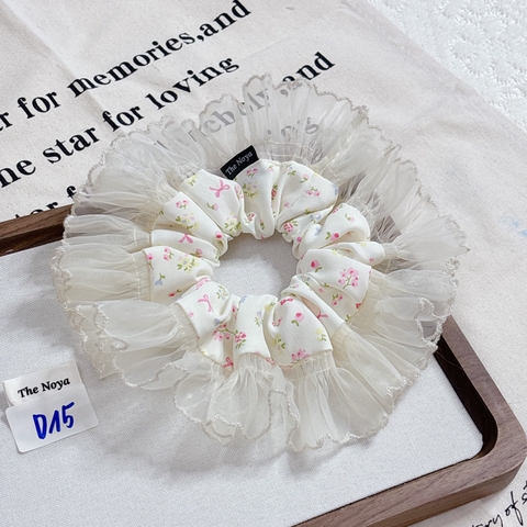 [Mã D10-D15] Dây buộc tóc scrunchies siêu phồng hoạ tiết dễ thương by The Noya