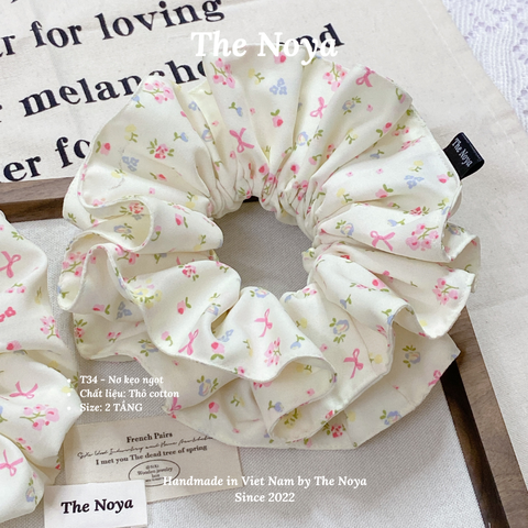 Dây buộc tóc handmade hoạ tiết NƠ KẸO NGỌT by The Noya T34