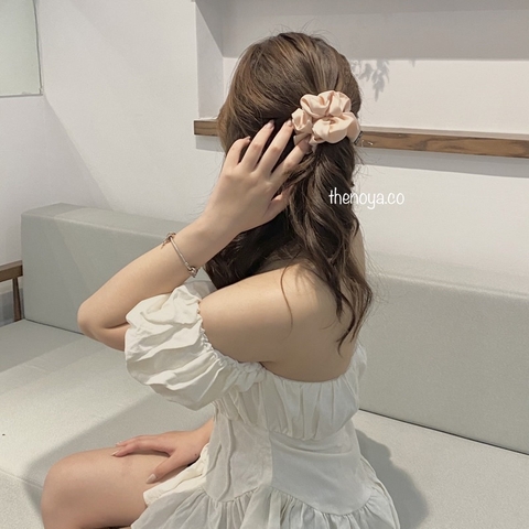 Dây buộc tóc Scrunchies lụa satin cỡ lớn siêu bồng bềnh handmade 100% The Noya ST01