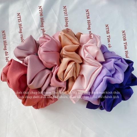 Dây buộc tóc scrunchies cỡ lớn màu tím mộng mơ phong cách vintage The Noya NT16