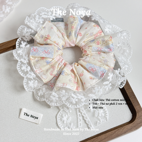 Scrunchie Phối Ren Thiết Kế Theo Yêu Cầu - Thỏ nơ phối 2 lớp ren cao cấp nữ tính handmade by The Noya T46