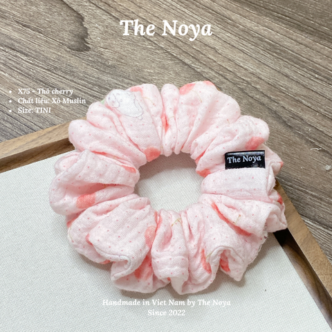 Thỏ Cherry - Scrunchies siêu phồng chất liệu xô muslin phong cách Hàn Quốc by The Noya X75