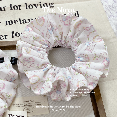 The Noya - dây buộc tóc scunchies MIU TULIP siêu phồng phong cách Hàn Quốc dễ thương T36