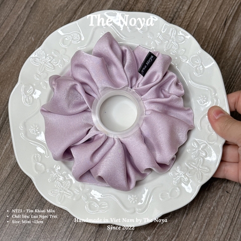 Dây buộc tóc, cột tóc lụa size lớn màu tím khoai môn bồng bềnh lụa ngọc trai The Noya NT23