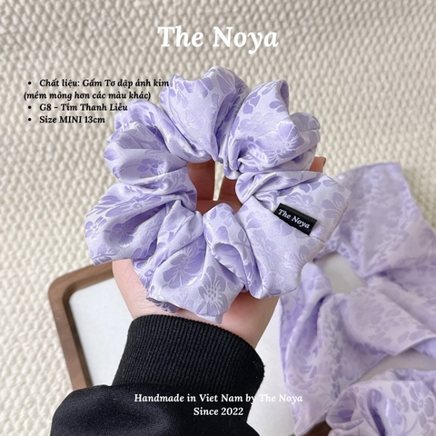 [Gấm Tơ - Tím Thanh Liễu] Cột tóc Gấm Tơ Lụa Jacquard may thủ công The Noya G8