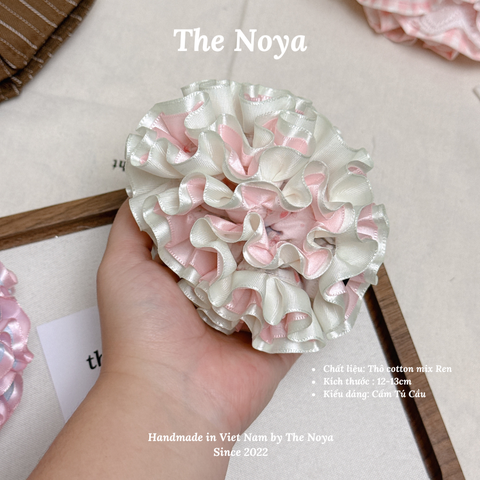 Scrunchie Cẩm Tú Cầu Dây buộc tóc/cột tóc Thiết Kế Cao Cấp Siêu Nhúm Siêu Bồng, Hàng May Thủ Công The Noya