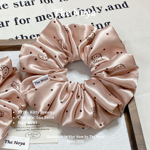Dây Buộc Tóc Lụa Satin Họa Tiết Kitty Browny Thời Trang Retro Hàn Quốc ST26 by The Noya