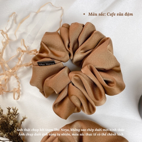 Dây cột tóc Scrunchies lụa mềm cỡ lớn màu pastel sản xuất tại Việt Nam The Noya NT03