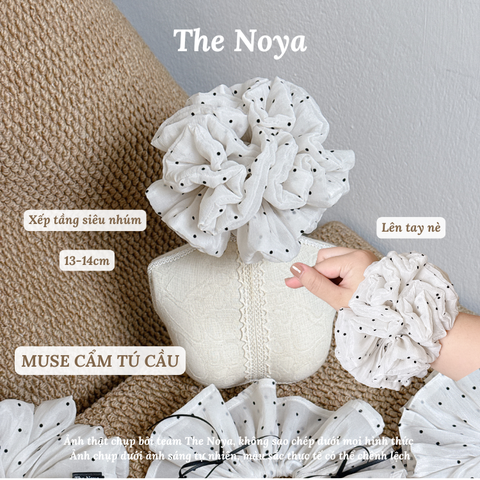 Dây buộc tóc cột tóc MUSE SCRUNCHIE hoạ tiết chấm bi nổi handmade by The Noya