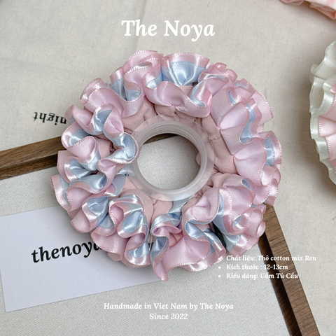 Scrunchie Cẩm Tú Cầu Dây buộc tóc/cột tóc Thiết Kế Cao Cấp Siêu Nhúm Siêu Bồng, Hàng May Thủ Công The Noya