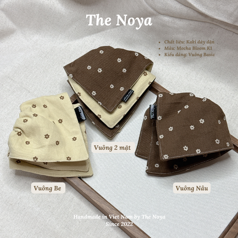 Scrunchie cột tóc Mocha Bloom handmade vải kaki dày dặn may thủ công by The Noya K1