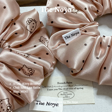 Dây Buộc Tóc Lụa Satin Họa Tiết Kitty Browny Thời Trang Retro Hàn Quốc ST26 by The Noya