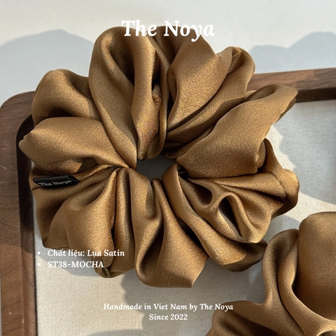 MOCHA - Dây buộc tóc scrunchies lụa satin mềm mại siêu phồng handmade by The Noya ST38