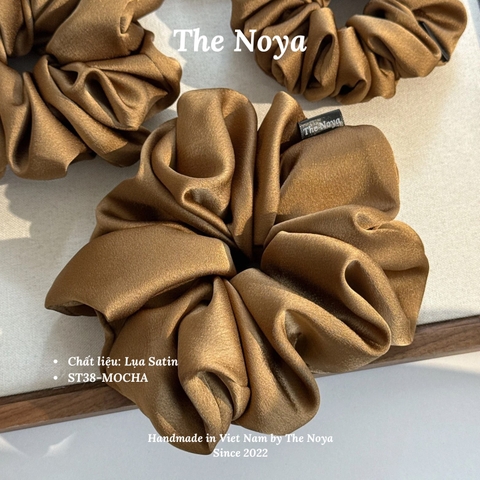 MOCHA - Dây buộc tóc scrunchies lụa satin mềm mại siêu phồng handmade by The Noya ST38