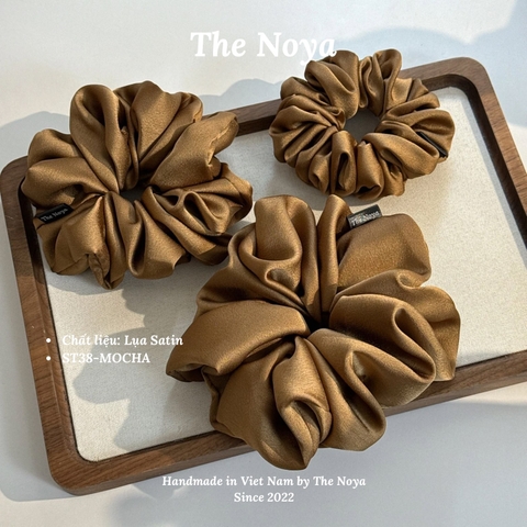MOCHA - Dây buộc tóc scrunchies lụa satin mềm mại siêu phồng handmade by The Noya ST38